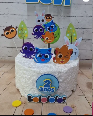 Topo de bolo infantil colorido para aniversário de 2 anos
